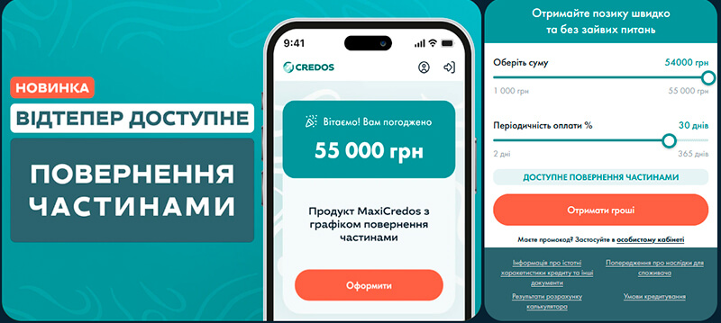 Credos — быстрый и надёжный микрозайм до 55 000 грн